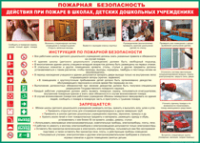 Таблица "Действия при пожаре в школах, детских дошкольных учреждениях" (100х140 сантиметров, винил) - fgospostavki.ru - Петропавловск-Камчатский