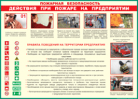 Таблица "Действия при пожаре на предприятии" (100х140 сантиметров, винил) - fgospostavki.ru - Петропавловск-Камчатский