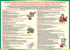 Таблица "Правила безопасности на уроках труда для девочек" (100х140 сантиметров, винил) - fgospostavki.ru - Петропавловск-Камчатский