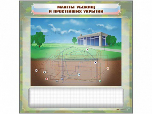 Магнитно-маркерная доска "Макеты убежищ и простейших укрытий" с комплектом фолий и тематических магнитов - fgospostavki.ru - Петропавловск-Камчатский
