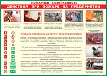 Таблица "Действия при пожаре на предприятии" (100х140 сантиметров, винил) - fgospostavki.ru - Петропавловск-Камчатский