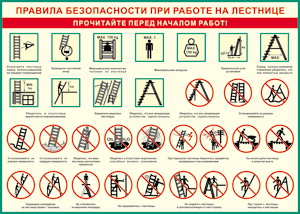 Таблица "Правила безопасности при работе на лестнице" (100х140 сантиметров, винил) - fgospostavki.ru - Петропавловск-Камчатский