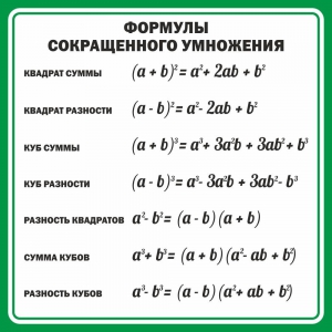 Стенд "Формулы сокращенного умножения" Вариант 2 - fgospostavki.ru - Петропавловск-Камчатский