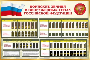 Стенд "Воинские звания в вооруженных силах РФ" - fgospostavki.ru - Петропавловск-Камчатский