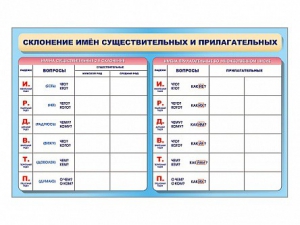 Фрагмент (демонстрационный) маркерный (двухсторонний) "Склонение имен существительных и прилагательных" - fgospostavki.ru - Петропавловск-Камчатский