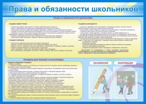 Стенд "Права и обязанности школьников" - fgospostavki.ru - Петропавловск-Камчатский