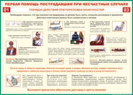 Таблица "Порядок действий при переломах конечностей" (100х140 сантиметров, винил) - fgospostavki.ru - Петропавловск-Камчатский